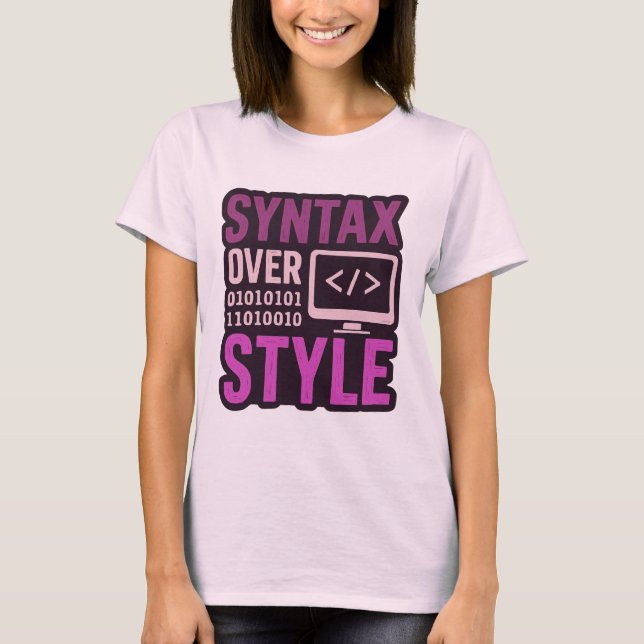 Camiseta Sintaxe Negrita Sobre Estilo Gráfico Retro (Frente)