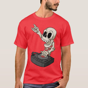 Camiseta Sintesizador do Skeleton DJ Miing Desk Techno Rave