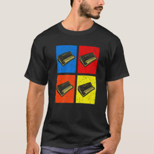 Camiseta Sintetizador de Coração de Músico Eletrônico Retro