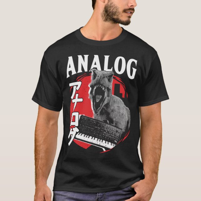 Camiseta Sintetizador Dinossauro Analógico Modular Trex Jap (Frente)