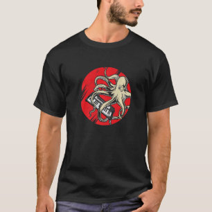 Camiseta Sintetizador do Japão Retro Octopus Analog Synthes