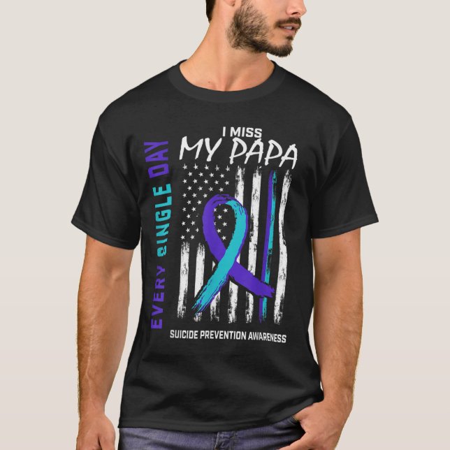Camiseta Sinto falta do meu papá para prevenir o suicídio a (Frente)