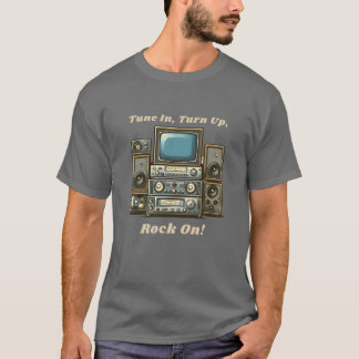 Camiseta Sintonize e aumente o Rock em vintage