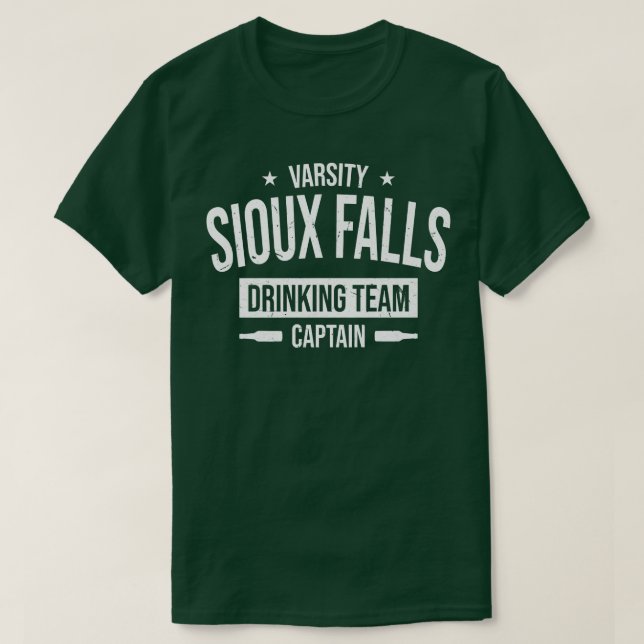 Camiseta Siou Falls Equipe de Bebendo Capitão Dakota do Sul (Frente do Design)