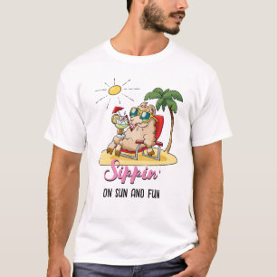 Camiseta Sippin' On Sun And Fun - Engraçada Cartoon Llama