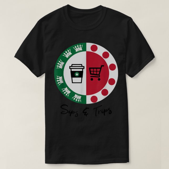 Camiseta Sips e Trips tomam café e compram viagens (Frente do Design)