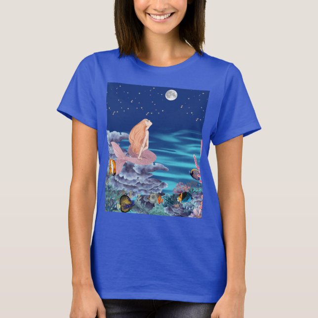 Camiseta sirena mirando la luna (Frente)