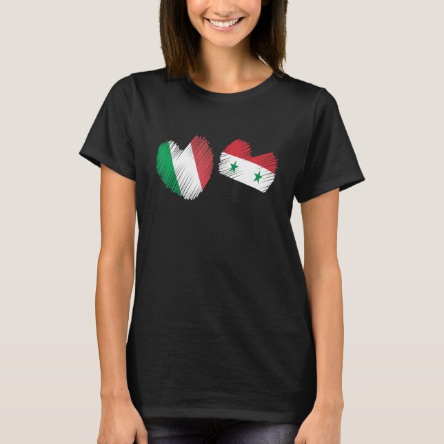 Camiseta Síria Itália Coração Bandeira Italiana Bandeira Sí (Frente)