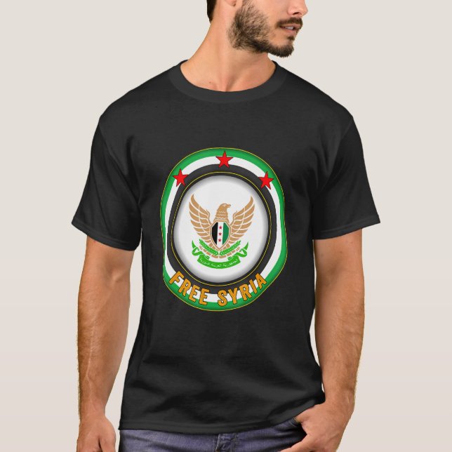 Camiseta Síria, Sinalizador Livre da Síria, Síria. (Frente)