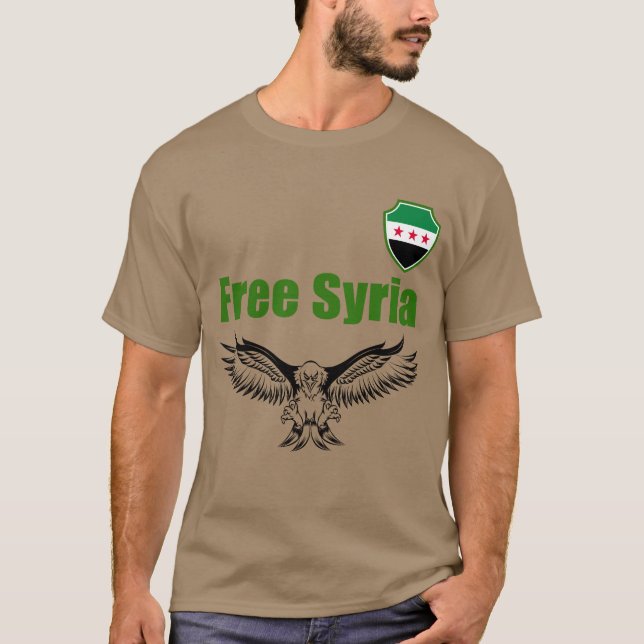 Camiseta Síria, Síria, Sinalizador Livre da Síria. (Frente)
