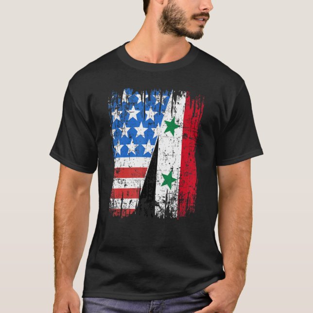 Camiseta Sírio - Bandeira Americana Síria (Frente)