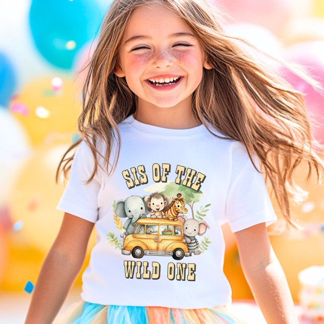 Camiseta Sis of the Wild One boys aniversariante safari (Criador carregado)