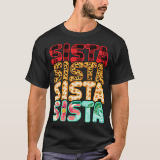 Camiseta Sista Irmã Leopard Xadrez Vermelha Mães da Família