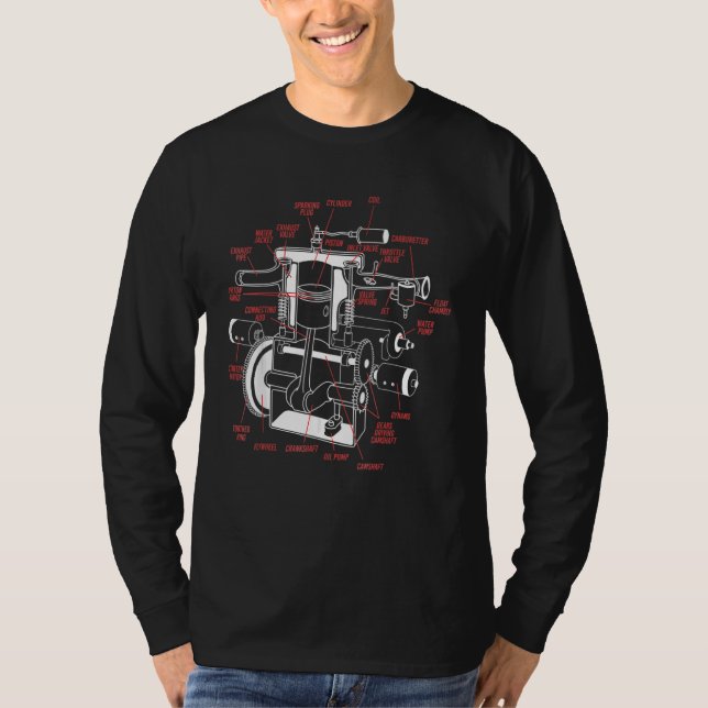 Camiseta Sistema Anatomy Motor Mecânico 2022 Para Homens W (Frente)