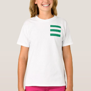 Camiseta Sistema de banda larga verde e branco sobre uma