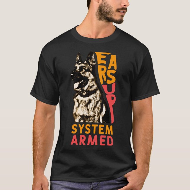 Camiseta Sistema: German shepherd de Cachorro Armado (Frente)