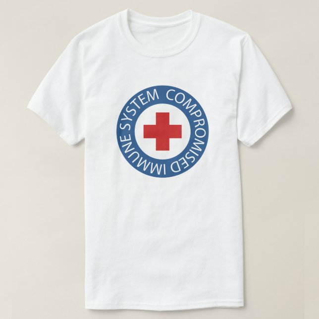 Camiseta Sistema Imunitário Comprometido por Azul Cruzado (Frente do Design)