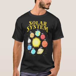 Camiseta Sistema Solar Com Planetas Espaciais Científicos 1