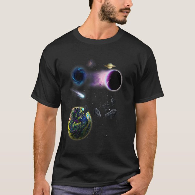 Camiseta Sistema Solar Espacial Astronauta Plano Universo G (Frente)