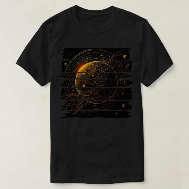 Camiseta Sistema Solar Geométrico (Frente do Design)