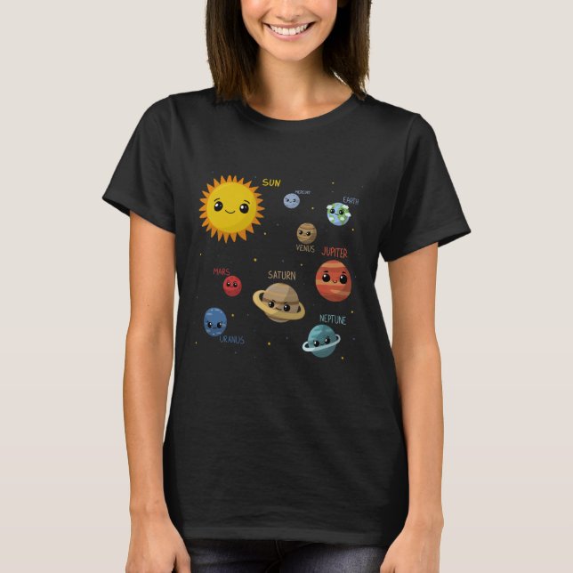Camiseta Sistema Solar Kawaii (Frente)