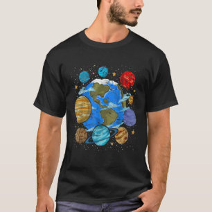 Camiseta Sistema Solar Para Crianças De Planetas Coloridos