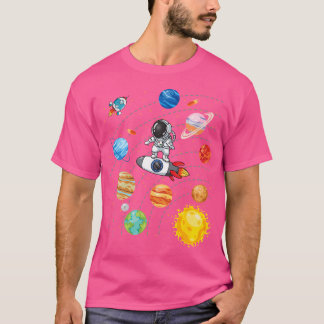 Camiseta Sistema Solar Planetas Astronauta Espacial da Ciên