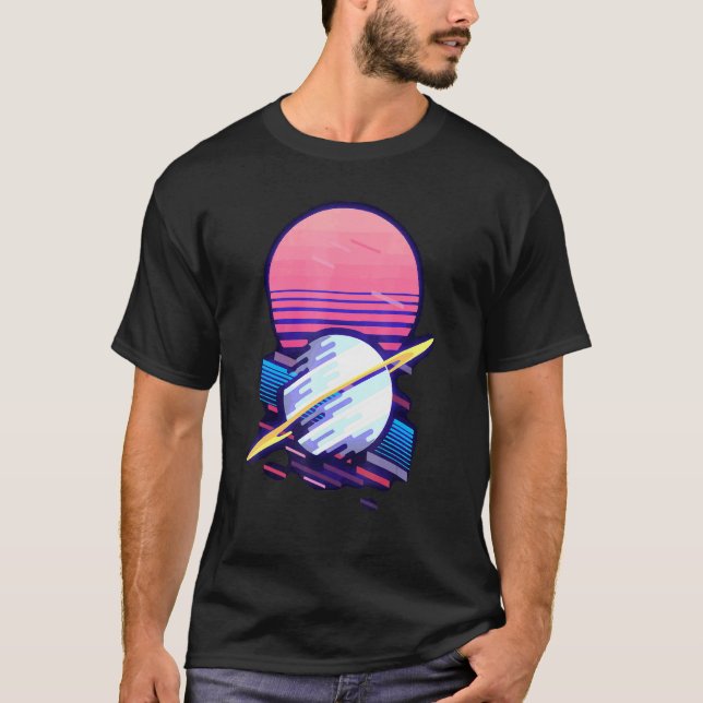 Camiseta Sistema Solar Retro Planetas Espaciais Saturno Ciê (Frente)