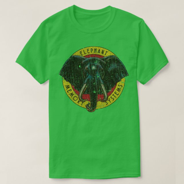 Camiseta Sistemas de memória de elefante de disquete 980 (Frente do Design)