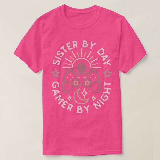 Camiseta Sister By Day Gamer By Night Video Games Lover Gam (Frente do Design)