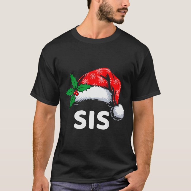 Camiseta Sister Christmas Family Pajamas Matching Santa Hat (Frente)