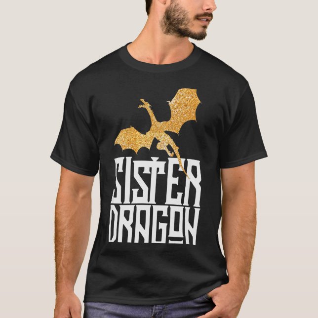 Camiseta Sister Dragon Christmas Matching Family Tribe Girl (Frente)