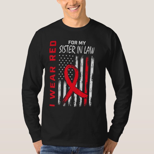 Camiseta Sister In Law Heart Disease Awareness Flag Matchin (Frente)