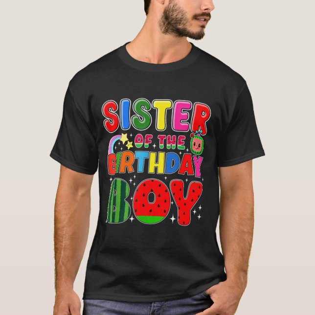 Camiseta Sister Of The Birthday Boy Melon Family Matching F (Frente)