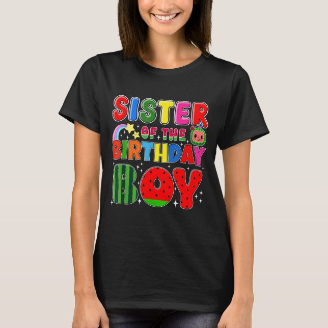 Camiseta Sister Of The Birthday Boy Melon Family Matching F (Frente)