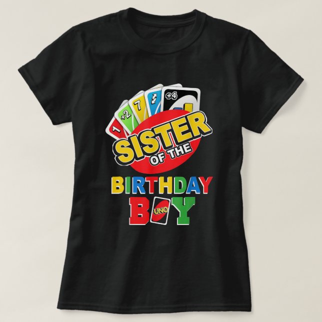 Camiseta Sister of the Birthday Boy Shirt Uno Mom Mama 1st  (Frente do Design)