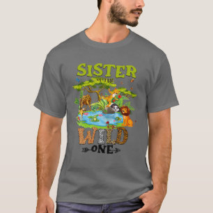 Camiseta Sister Of The Wild One Zoo Birthday Woodland Anima