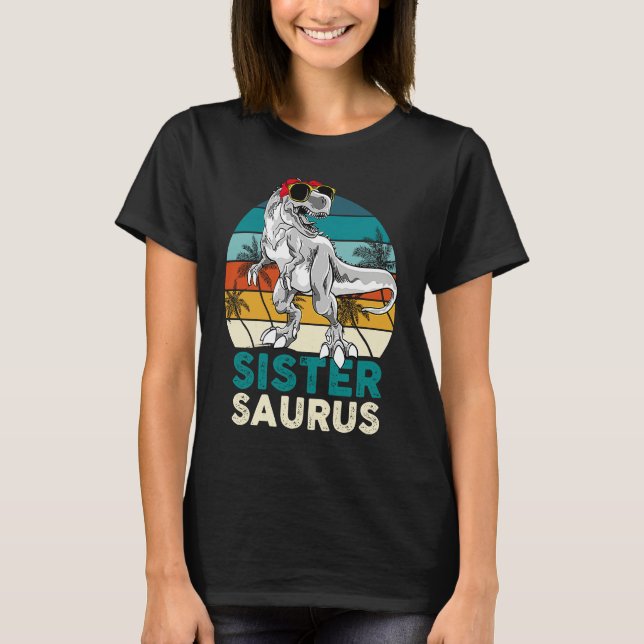 Camiseta Sister Saurus Dinosaur Matching Family T Rex Vinta (Frente)