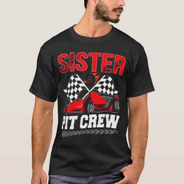 Camiseta Sister T Crew Racing Family Race Car Birthday Boy  (Frente)