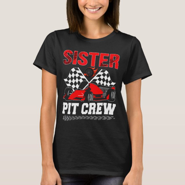 Camiseta Sister T Crew Racing Family Race Car Birthday Boy  (Frente)