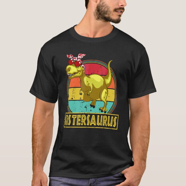 Camiseta Sistersaurus Dinosaur Rex Family Match (Frente)