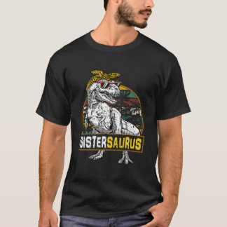 Camiseta Sistersaurus Leopard T Rex Dinossaur Irmã Saurus
