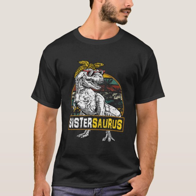 Camiseta Sistersaurus Leopard T Rex Dinossaur Irmã Saurus (Frente)