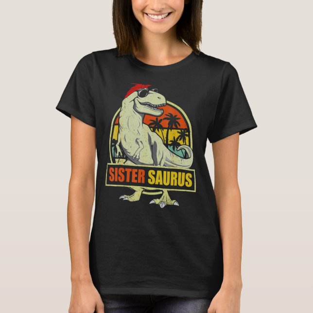 Camiseta Sistersaurus Rex Dinosaur Irmã Surus Filho (Frente)