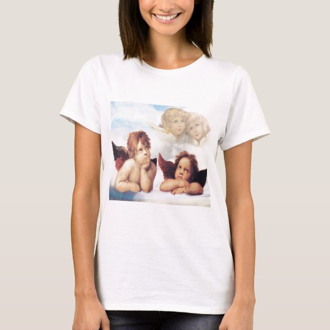 Camiseta Sistine Madonna 2 anjos por Raphael (Frente)