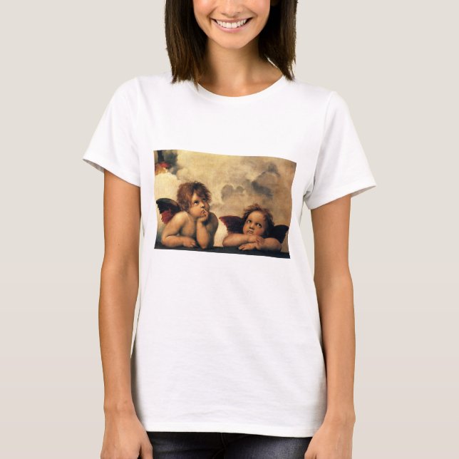 Camiseta Sistine Madonna Angels por Raphael Sanzio (Frente)