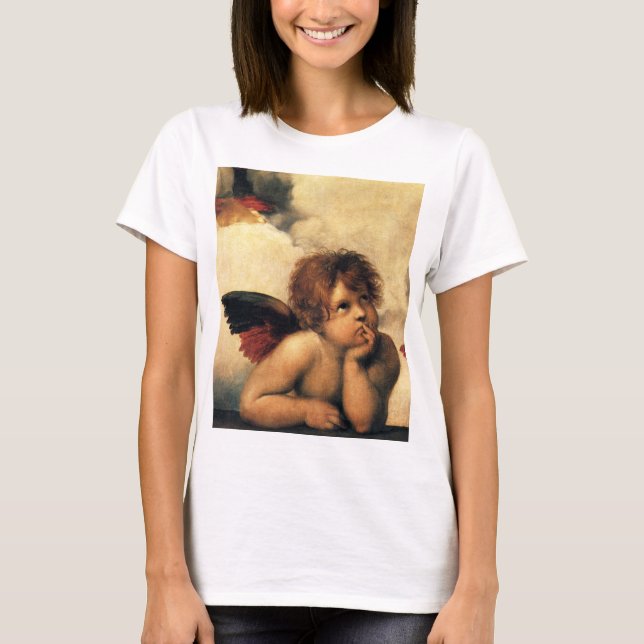 Camiseta Sistine Madonna Angels por Raphael Sanzio (Frente)