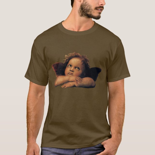 Camiseta Sistine Madonna, detalhes de Angels por Raphael Sa (Frente)