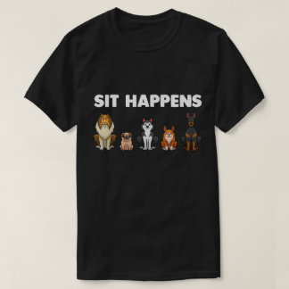 Camiseta Sit Happens Funny Dog Lovers Cartoon Puppies