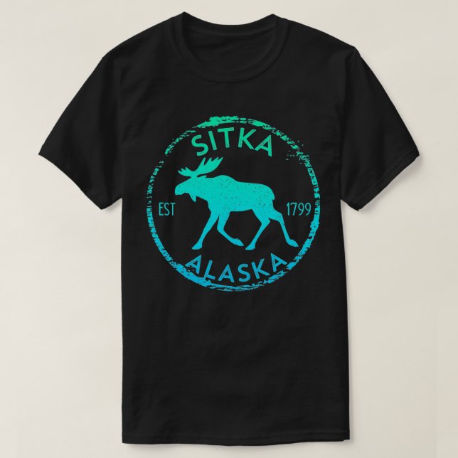 Camiseta Sitka Alaska Moose Gradiente em Moose, Souvenir em (Frente do Design)